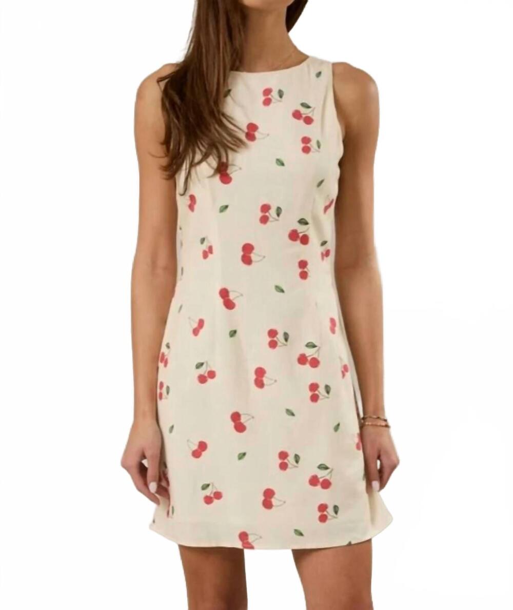 NEW SUNDAY EDITION cherry printed mini dress in cream